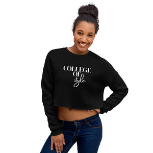 Women's College of Style Black Cropped Sweatshirt